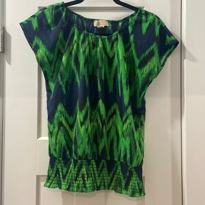 Michael Kors Silky Sleeveless Blouse satin scrunch waist Small green blue black